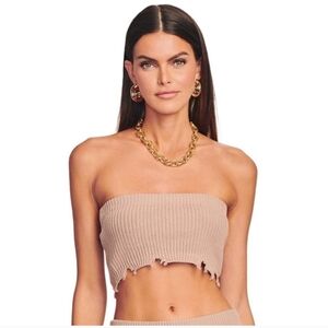 REVOLVE x SER.O.YA Ember Top Knit Strapless Tube Top Natural Tan NWT Size L